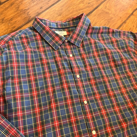 Croft & Barrow shirt men’s 4XB red blue Christmas plaid button down comfort soft - Picture 2 of 10